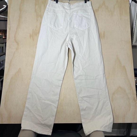 Pretty Little Thing Tall Seam Detail Wide Leg Jeans Stone Light Wash Size US 12 - Picture 6 of 9